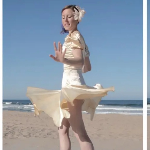 princess polly baby blue dress RARE Loco Lindo Deadstock Venice Beach Repro Swing Dress M L Champagne Satin